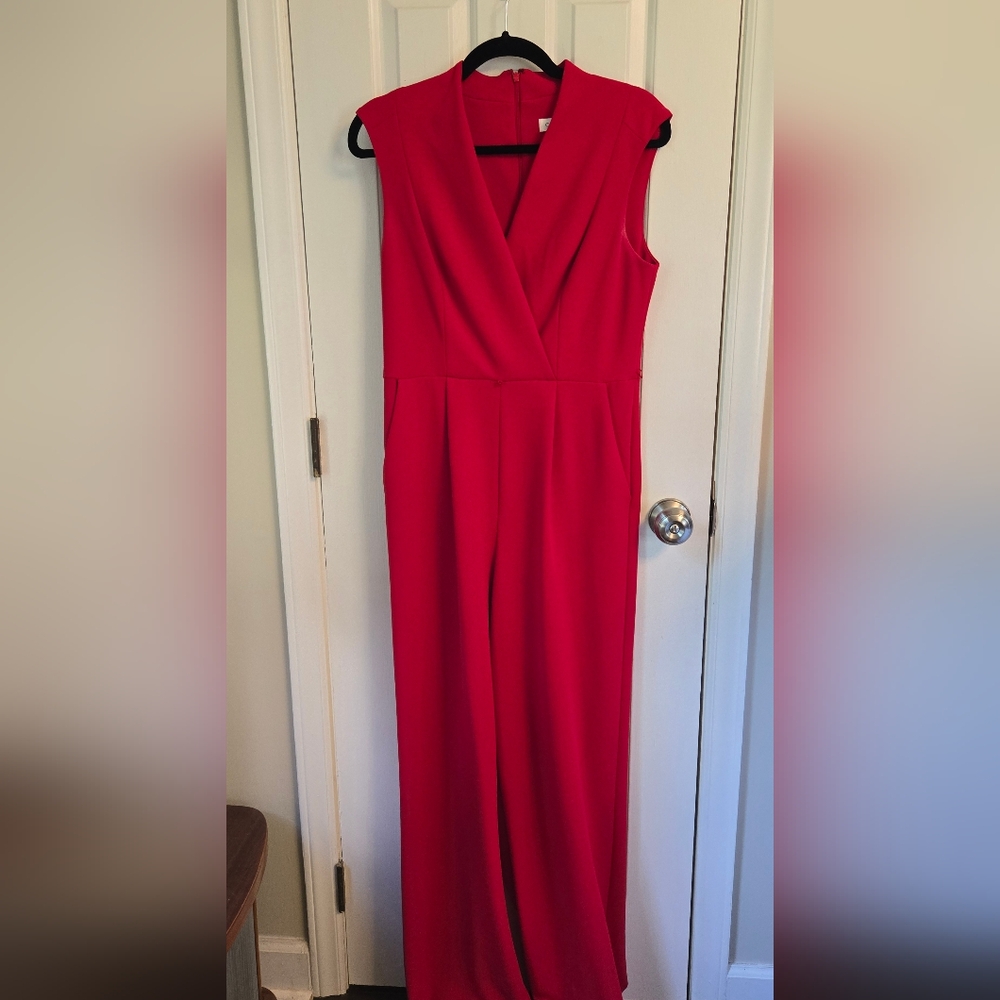 Calvin Klein Elegant Red Sleeveless Jumpsuit